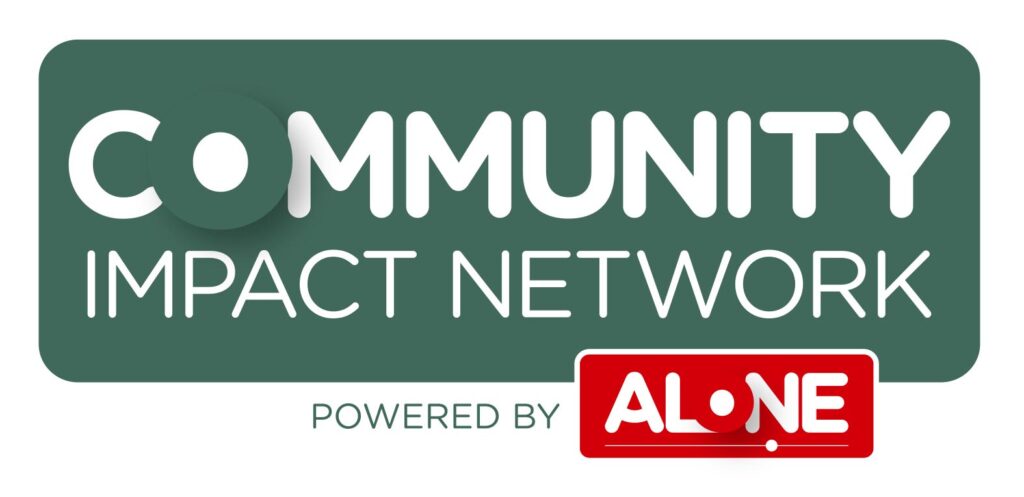 Community Impact Network logo, powered by ALONE