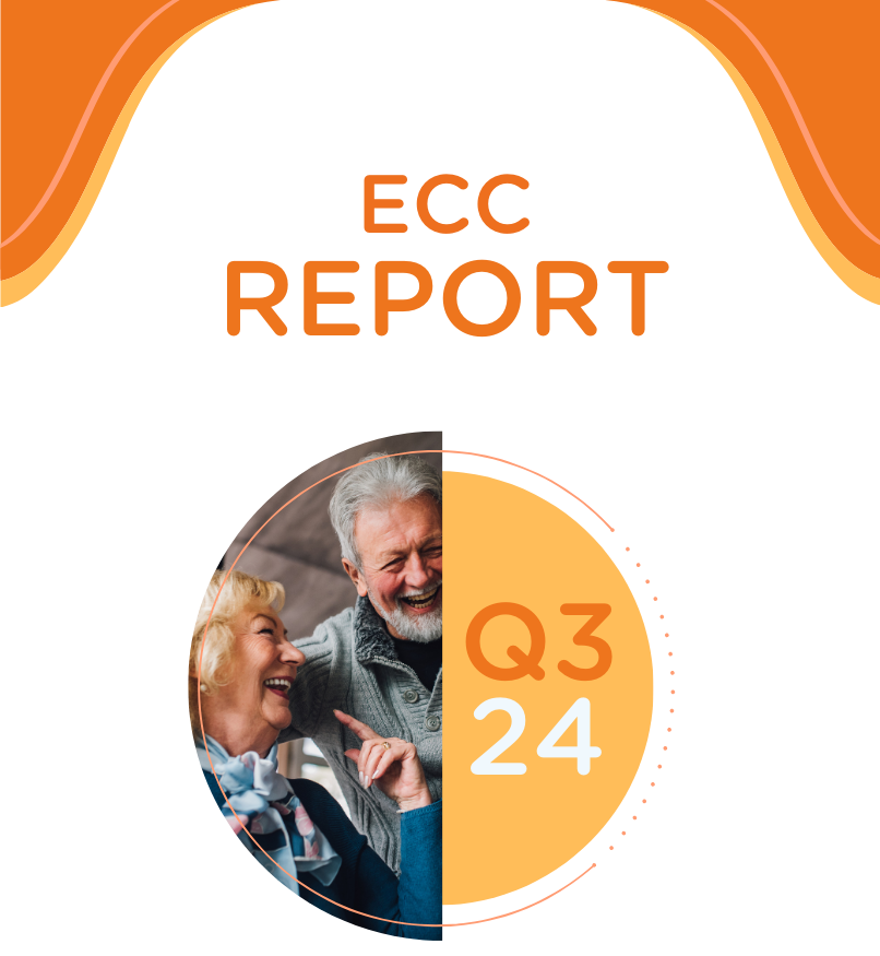 Cover of ALONE's ECC Report Q3 24, with two older people laughing together and ALONE's 'You're Not Alone' logo
