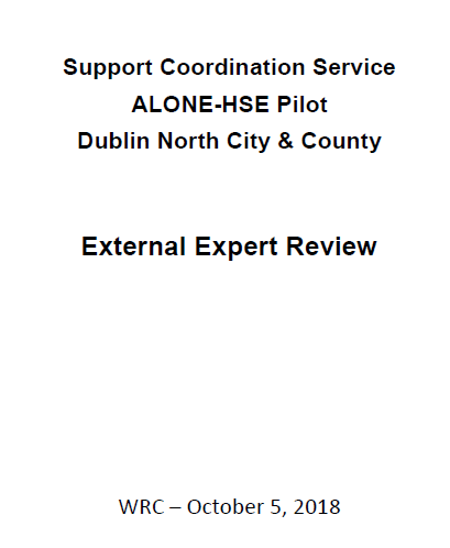 Report cover: Support Coordination Service ALONE-HSE Pilot, Dublin North City & County — External Expert Review