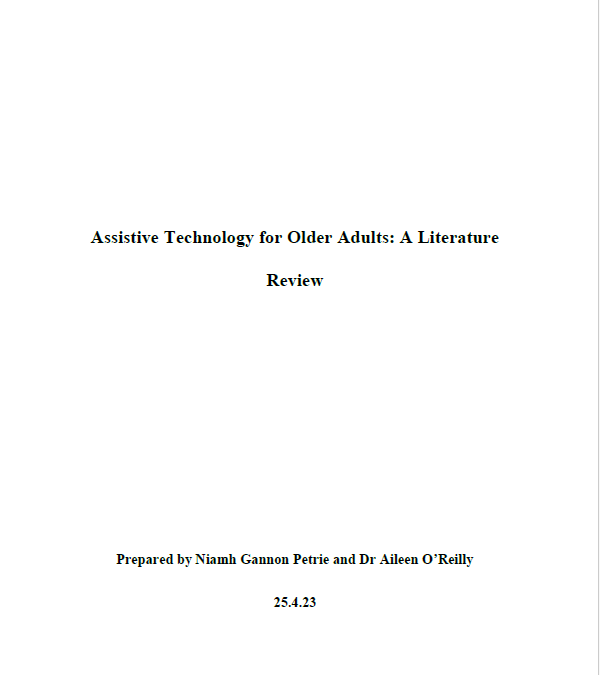 Cover page: "Assistive Technology for Older Adults: A Literature Review", ALONE, 25.4.23