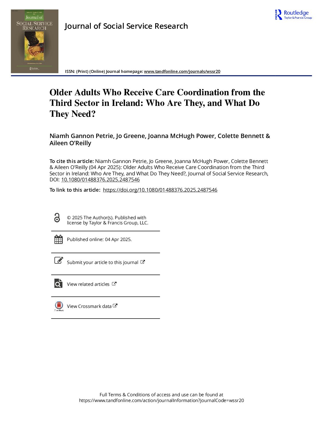 Older Adults Who Receive Care Coordination from the Third Sector in Ireland Who Are They and What Do They Need document cover