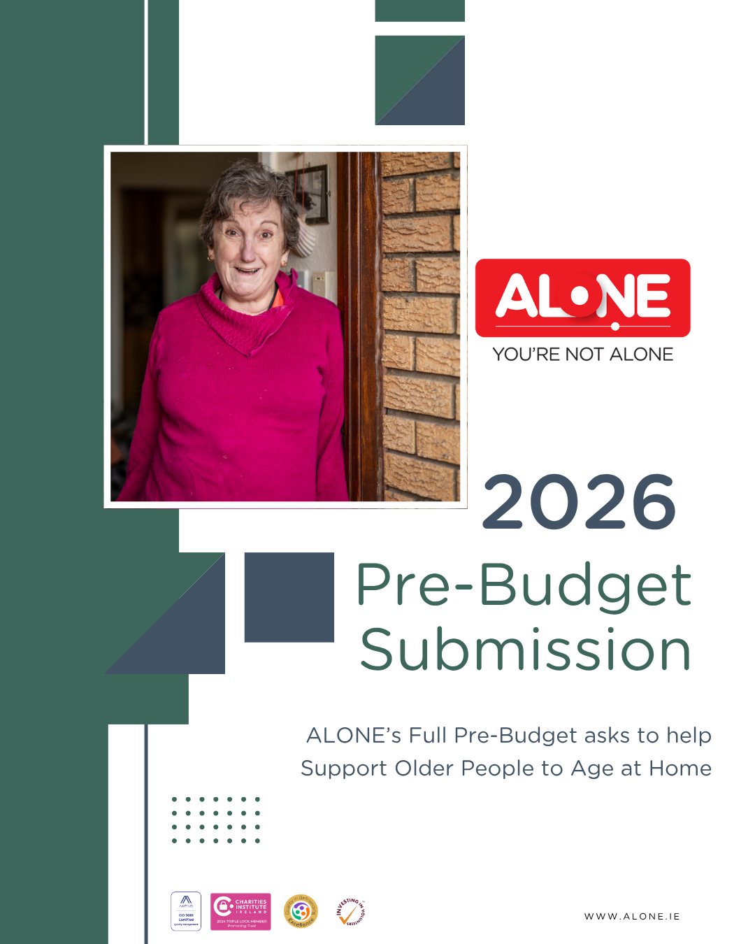 ALONE 2026 Pre-Budget Submission cover: ALONE's asks to help support older people to age at home