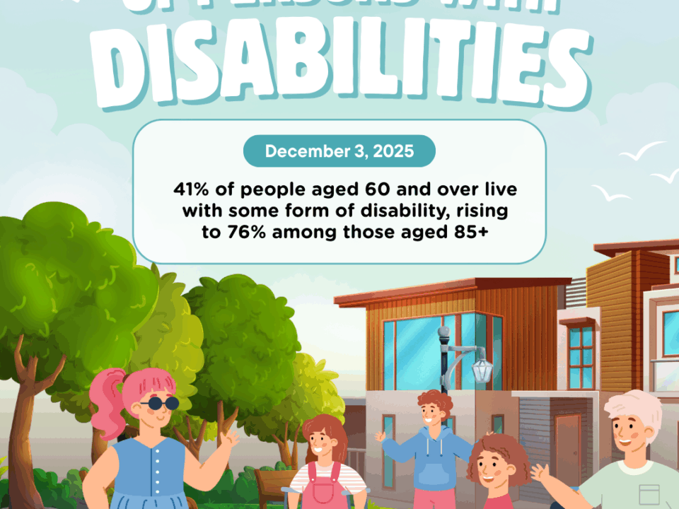 International Day of Persons with Disabilities, 3 December 2025: 41% of people aged 60+ live with a disability, 76% at 85+