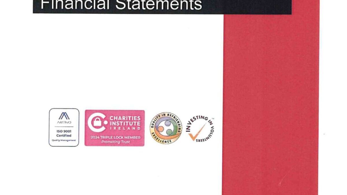 Cover of ALONE Financial Statements 2025, Trustees' Report for year ended 31 December, with accreditation logos