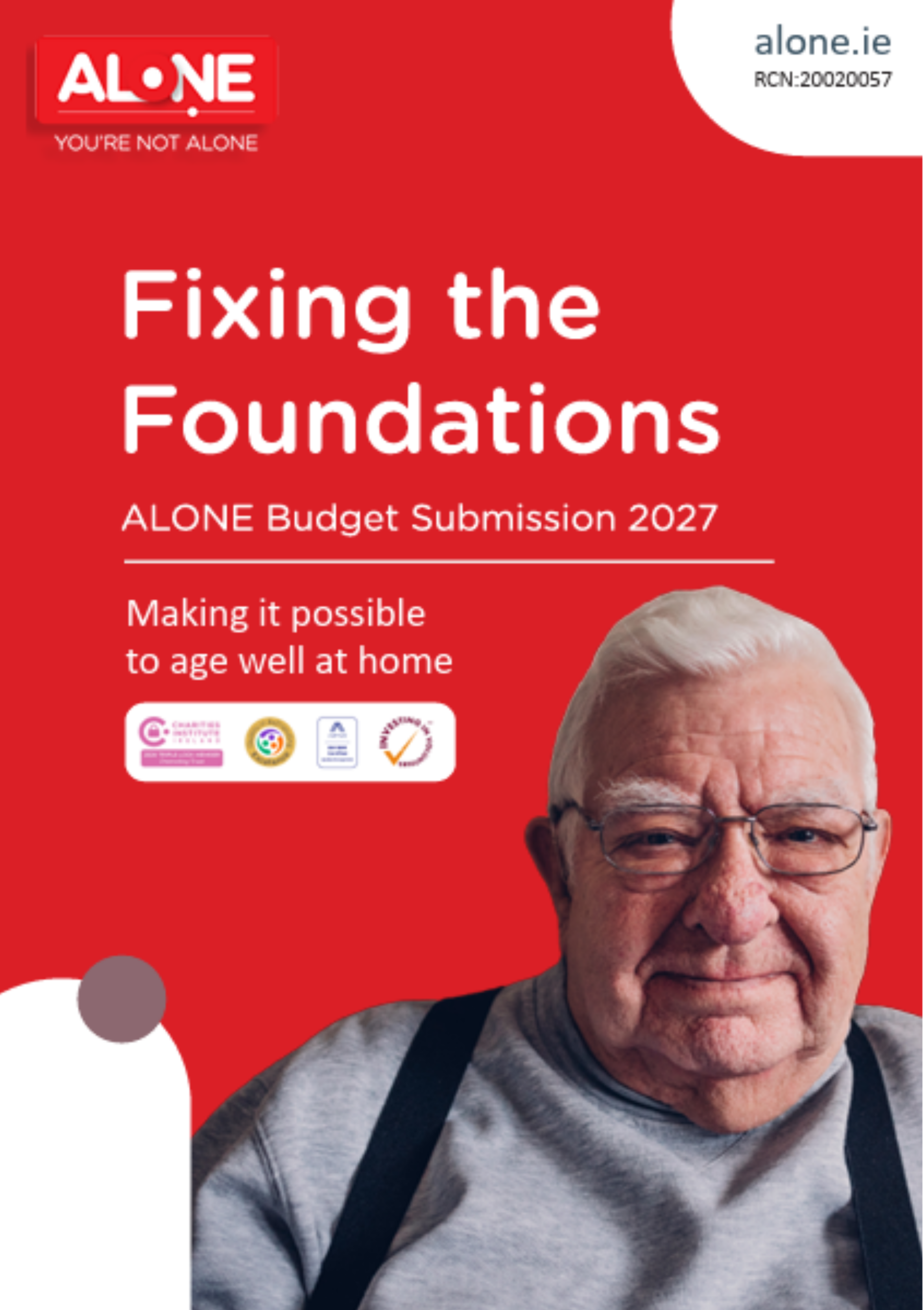 Cover: "Fixing the Foundations - ALONE Budget Submission 2027: Making it possible to age well at home"